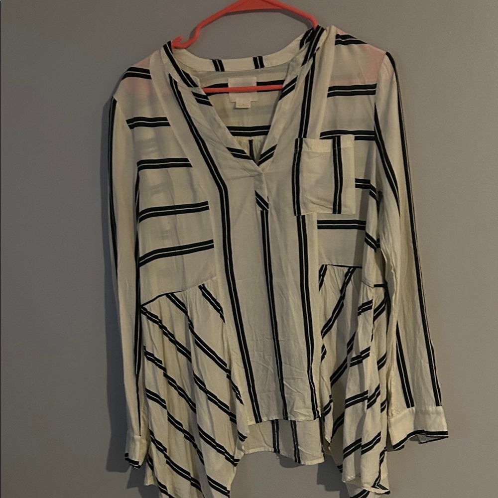 Maeve Black and White Striped Blouse